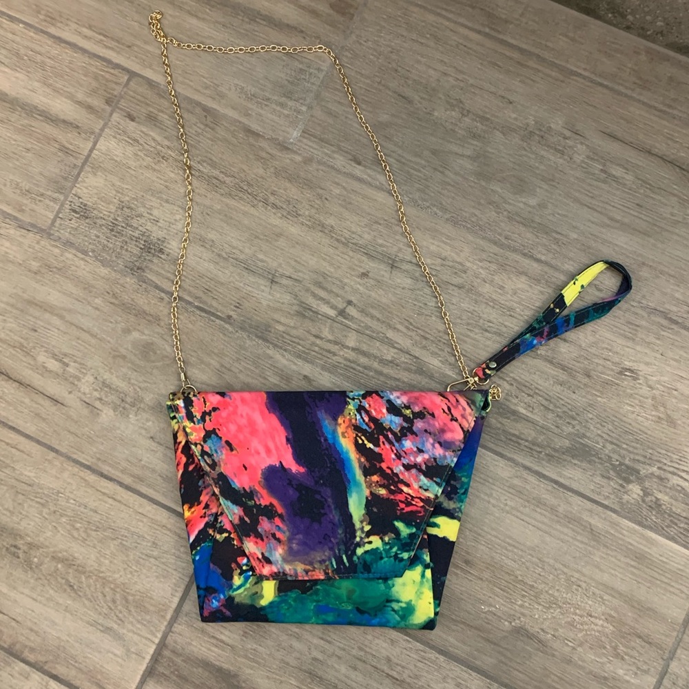 Colorful purse with chain link strap